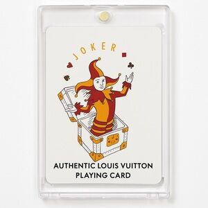 Louis Vuitton White Playing Card with Red and Yellow Joker Illustration